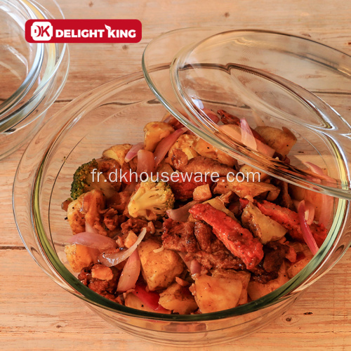 Casserole en verre borosilicaté avec couvercle en verre Ensembles d&#39;ustensiles de cuisine